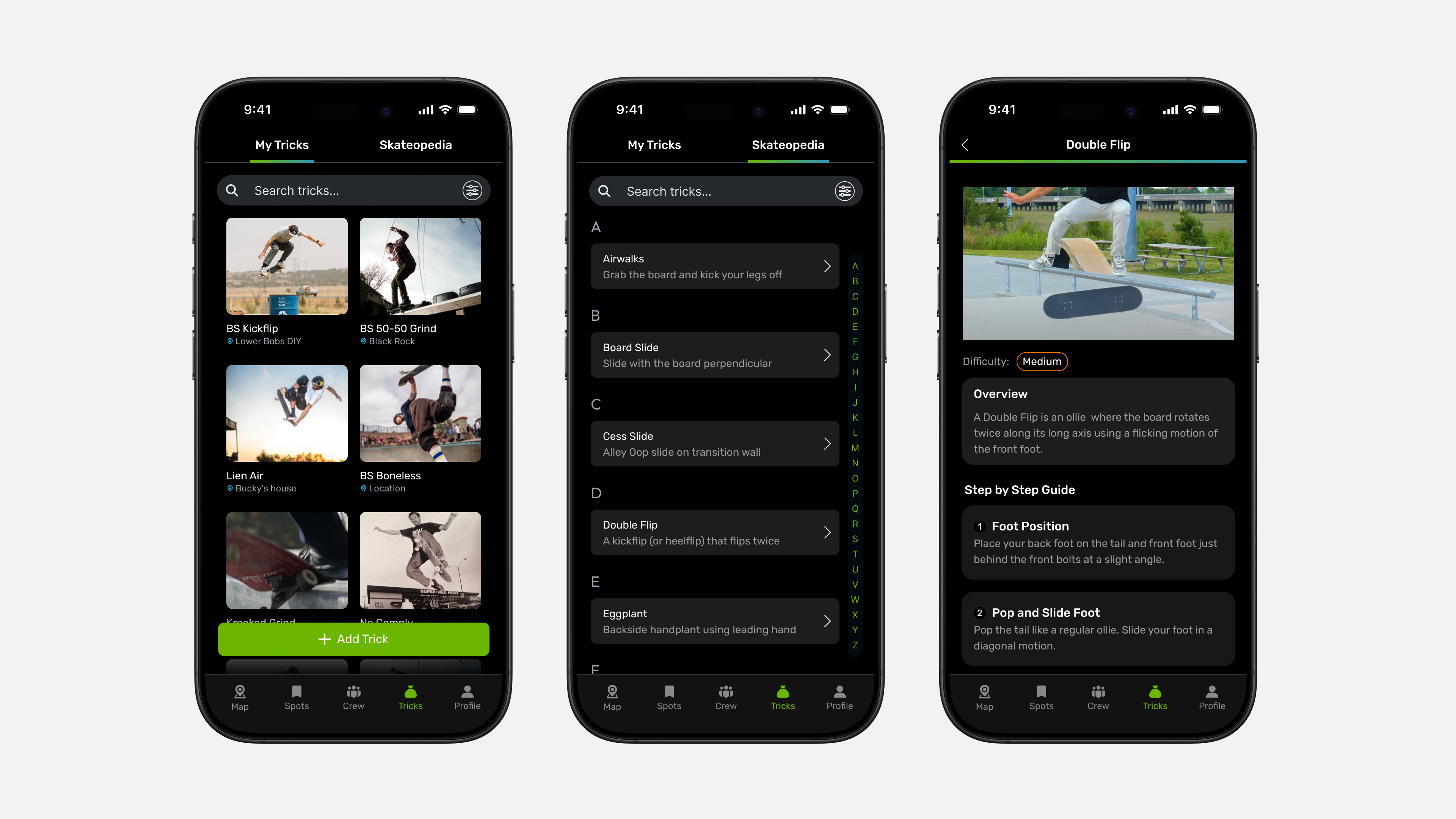 My Tricks & Skateopedia